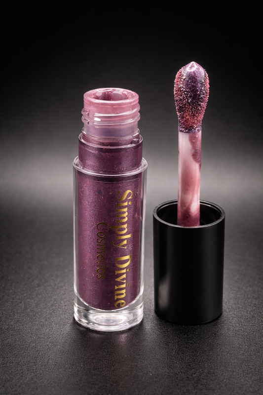Leah Dark Purple cruelty-free high-shine lip gloss with nourishing oils – Simply Divine Cosmetics