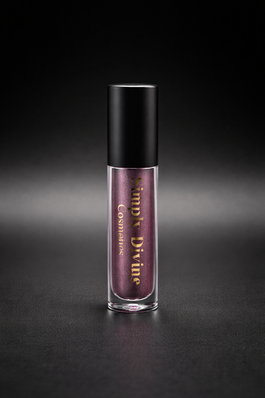 Leah Dark Purple vegan lip gloss infused with anointing oil – Simply Divine Cosmetics Genesis Collection